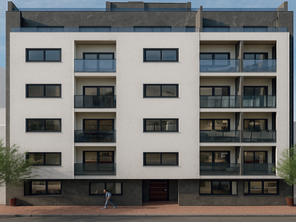 Fachada moderna del Edificio Antonella en Calle Ramón Gallud Torrevieja cerca de Playa del Cura